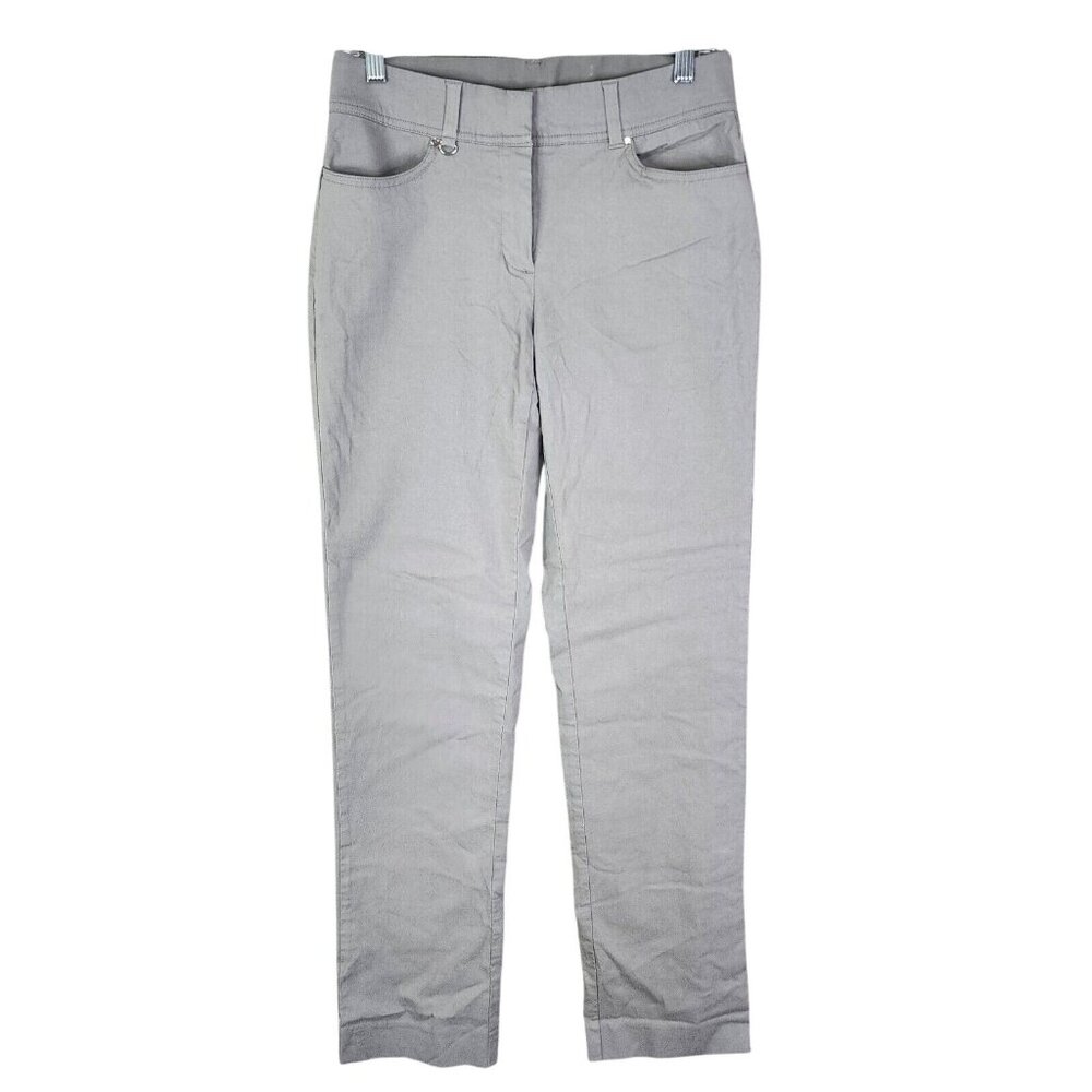 Womens JM Collection Gray Pants Straight Rayon Blend Stretch Hi Rise Size 4